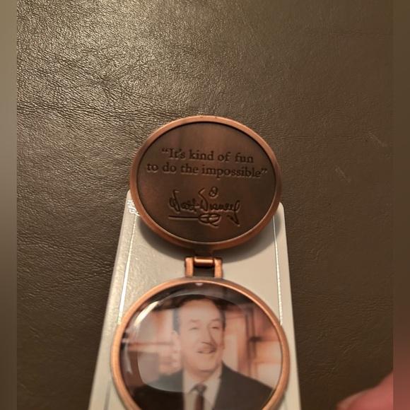 Disney Pin Locket Style:Walt Disney Pic Inside & Iconic Castle etched on Front - Picture 4 of 5